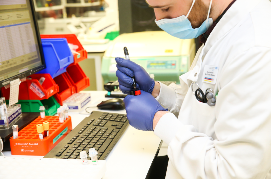 Pathology lab male testing