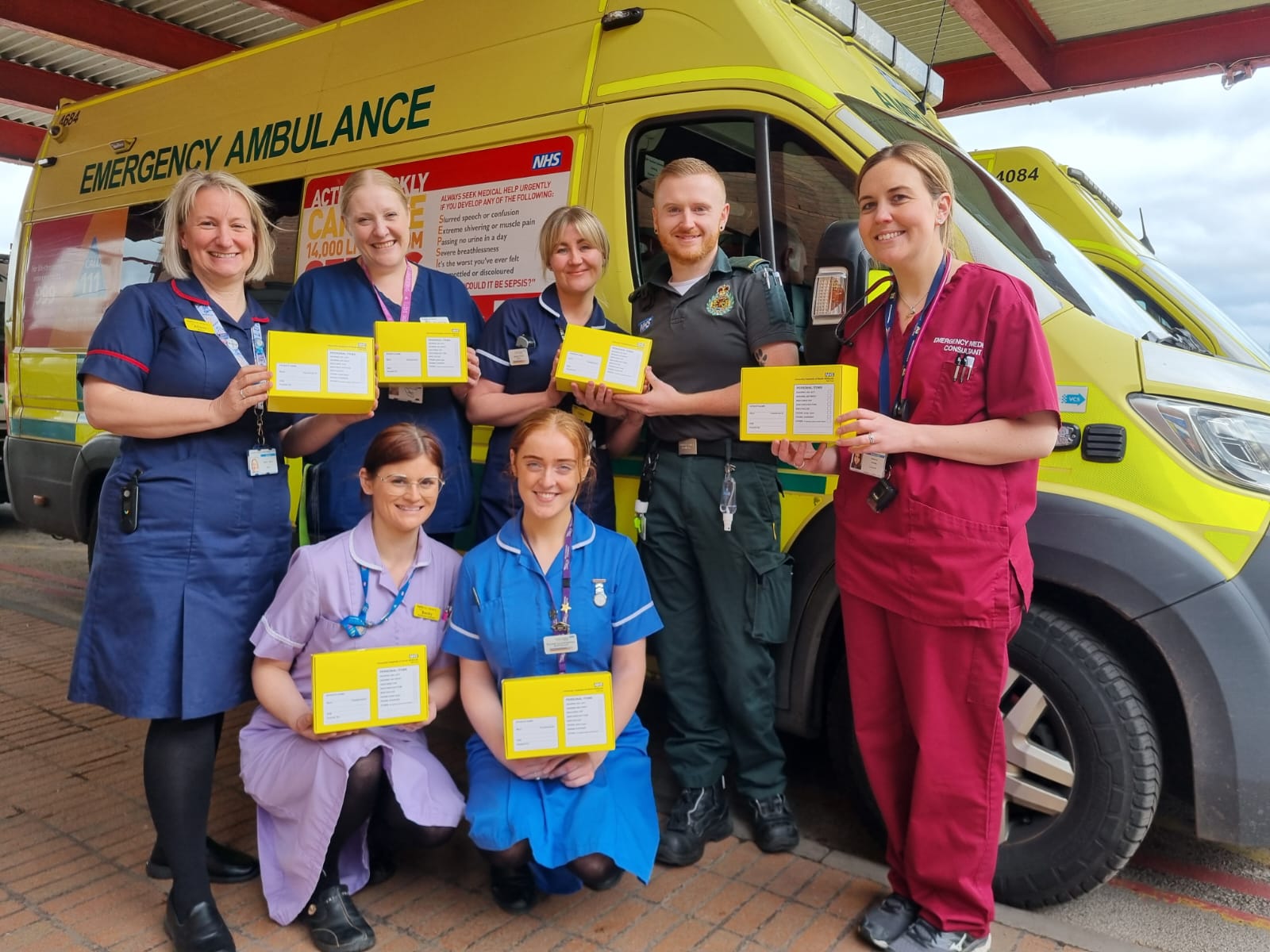 County Hospital emergency department staff holding the property boxes 